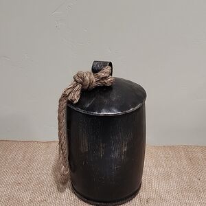 Rustic Black Metal Bell with Rope Accent